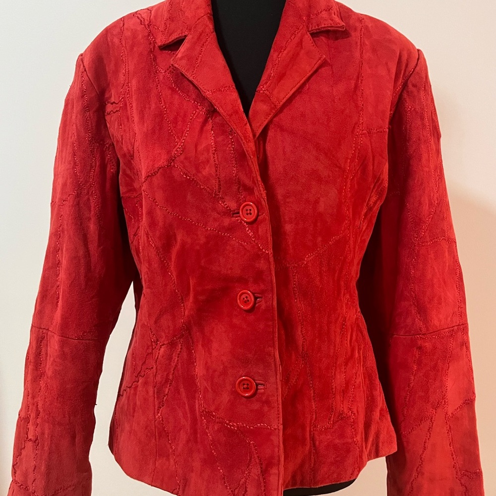 Vintage Authentic Krochetta Genuine Suede Red Blazer